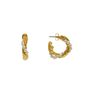 Mini faux pearl twist hoop earrings